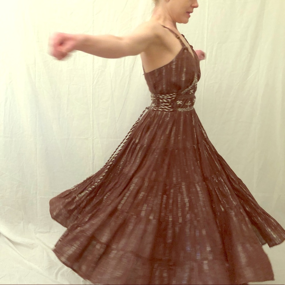 Brown Sundress with Silver Metallic Accents